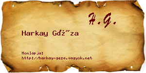 Harkay Géza névjegykártya